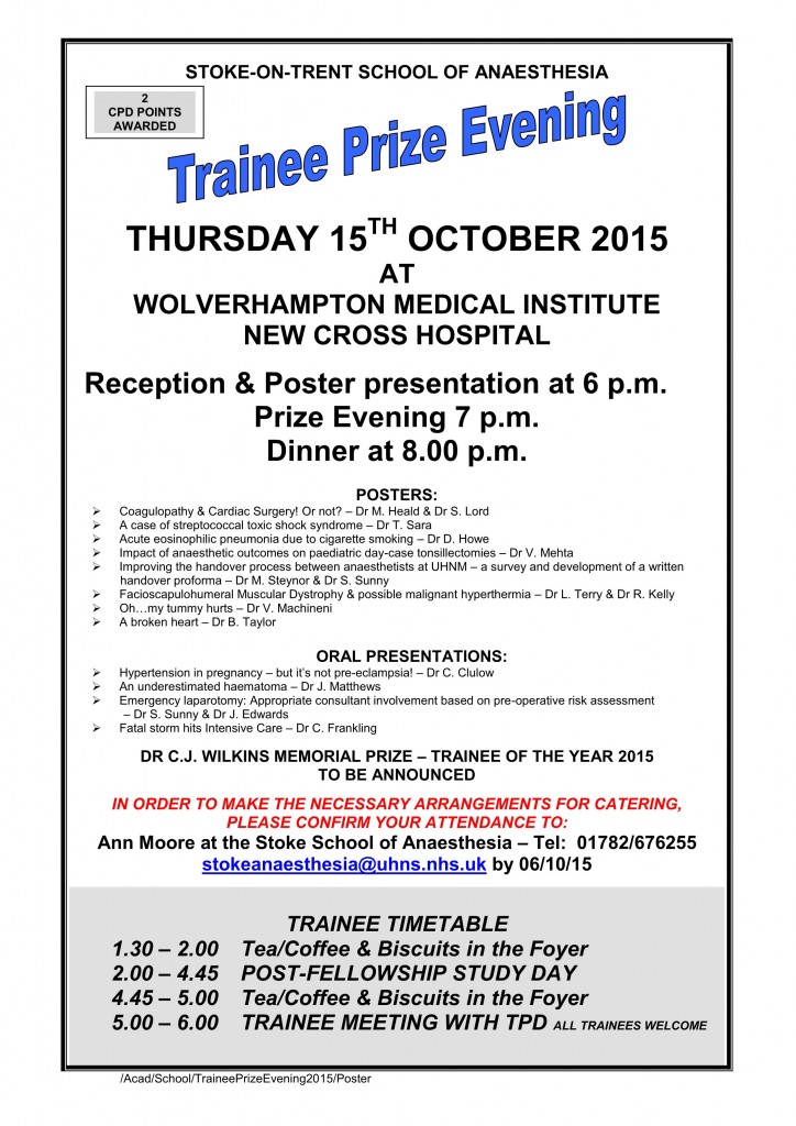 Trainee Prize Evening Programme 15Oct15
